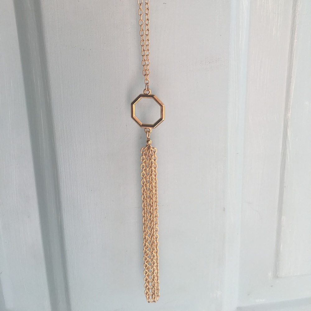 Long gold tassel necklace