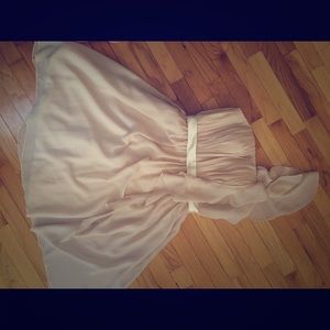 Tan Knee Length One Shoulder Formal Dress