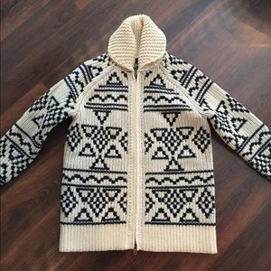 J Crew Abstract Fair Isle zip cardigan sweater