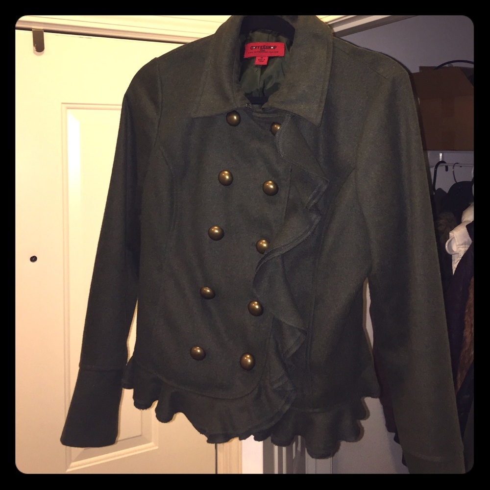 Army green pea coat