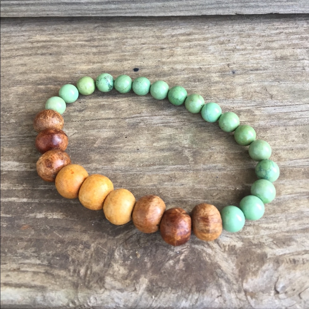 Handmade Men's jade and wood bracelet