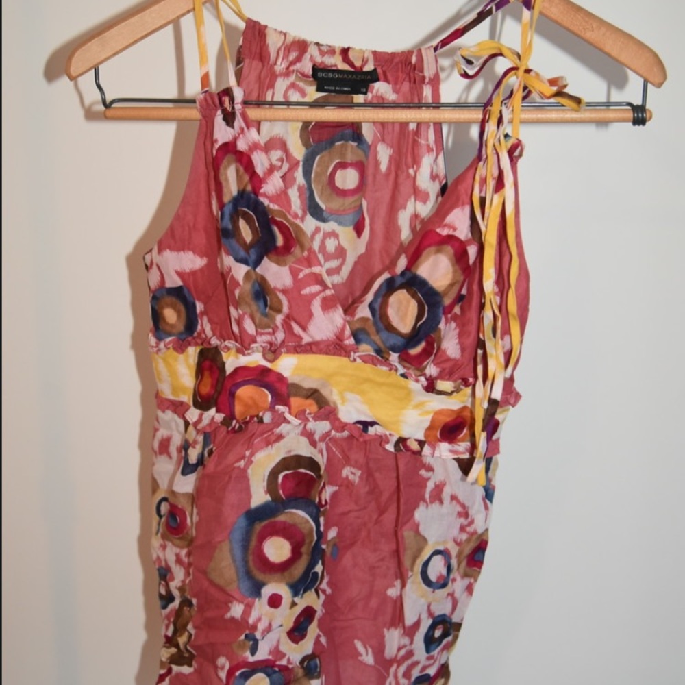 Bcbg Maxazria Patterned Thin Strap Flowy Tank Xs - image 1