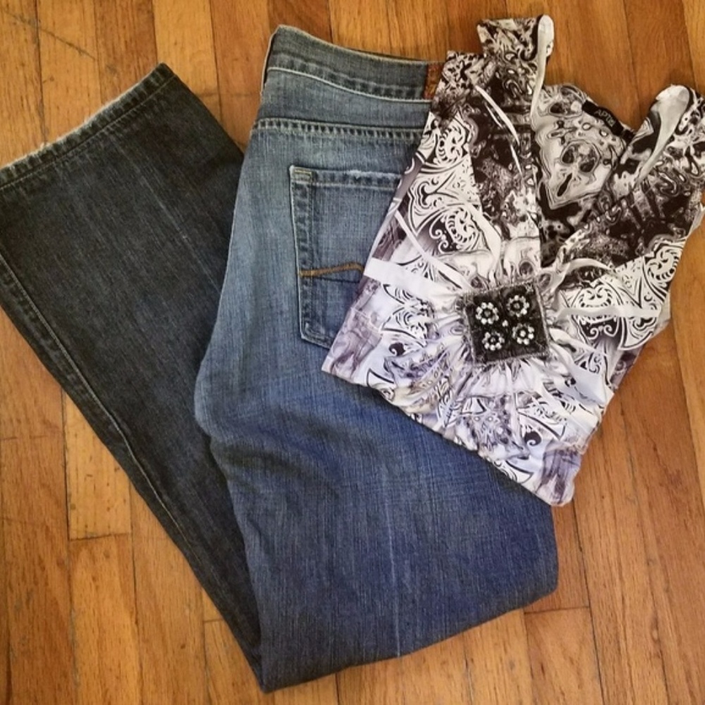 BUNDLE:7 FAMankind Boot Cut 31 & TOP M/L