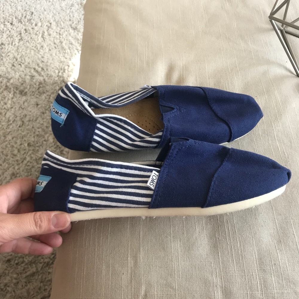 Blue & White Striped TOMS