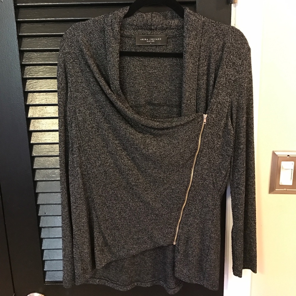 Grey Cross Zip-Up Sweater
