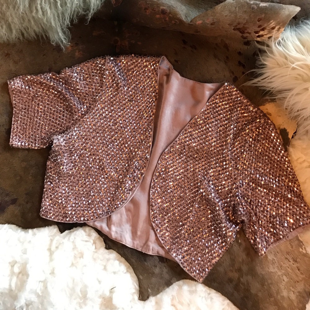 Gorgeous Soft Pink Beaded Bolero Jacket