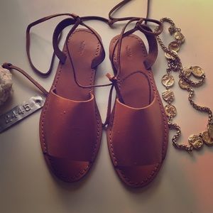 Zara trafaluc slip on lace up leather sandals