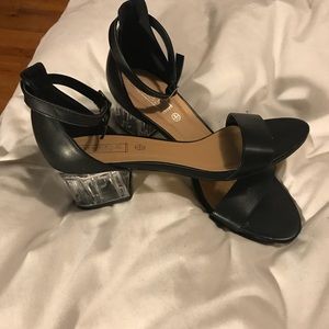 Truffle low clear block heel