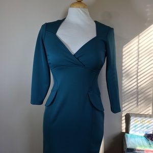 Maggy London Teal Sheath Bodycon 3/4 Sleeve Dress Maggy London Teal Sheath Bodycon 3/4 Sleeve Dress