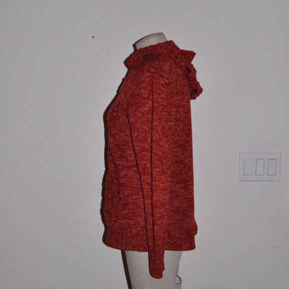 sold CABELAS Red Space-Dye Crochet Cardigan Hoodie - Picture 4 of 7