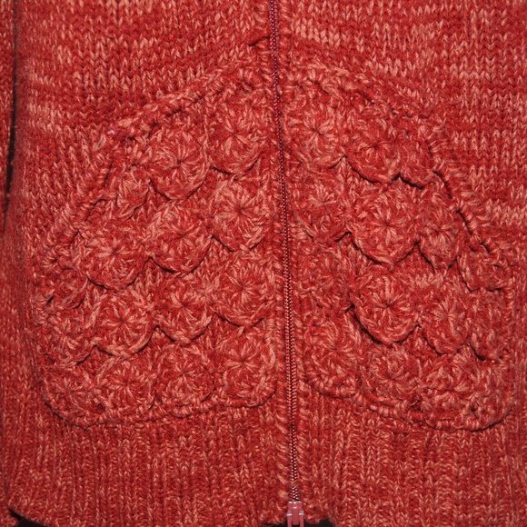 sold CABELAS Red Space-Dye Crochet Cardigan Hoodie - Picture 7 of 7