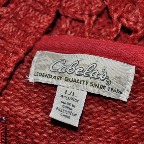 sold CABELAS Red Space-Dye Crochet Cardigan Hoodie - Picture 5 of 7