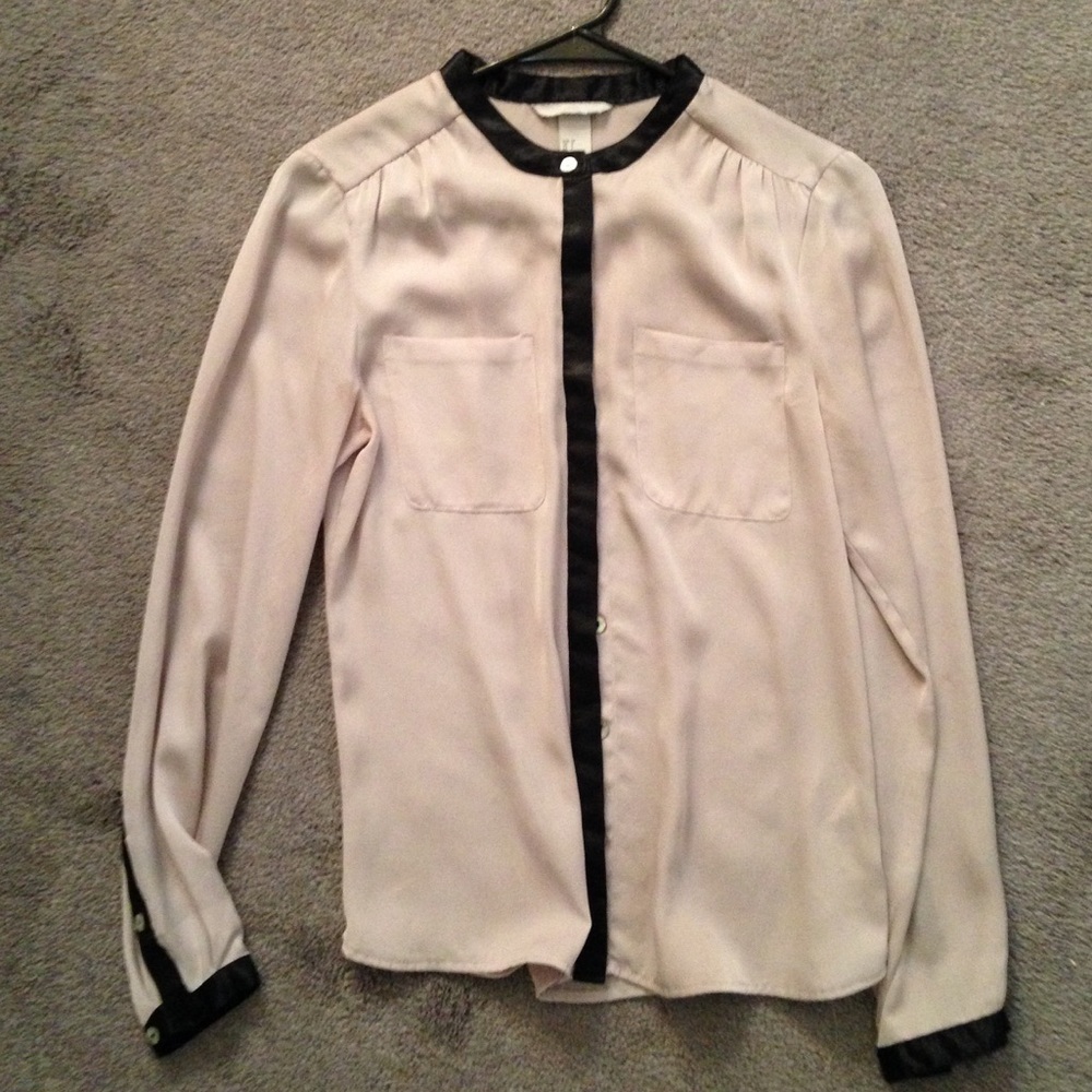 Cream blouse with black accent