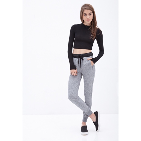 Faux Leather Trimmed Joggers - Picture 1 of 4