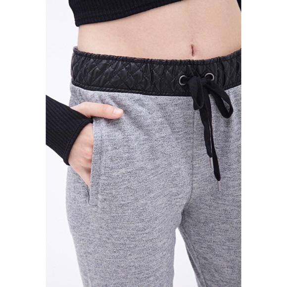 Faux Leather Trimmed Joggers - Picture 2 of 4