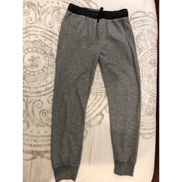 Faux Leather Trimmed Joggers - Picture 3 of 4