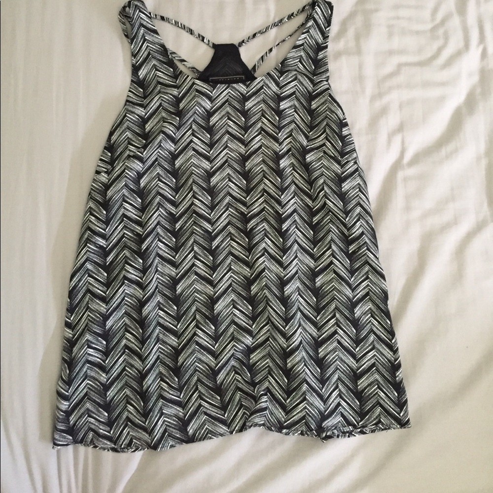 Black grey and white dressy tank top
