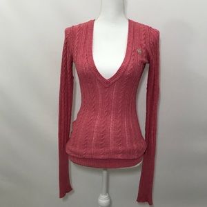 Abercrombie & Fitch Deep V Cable Knit Sweater