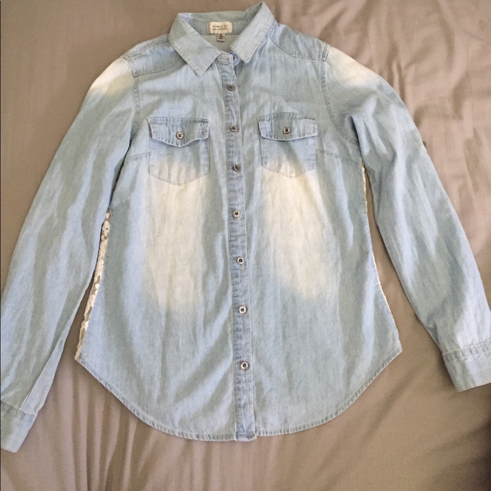 Denim button up with lace detail