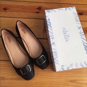 Abella Black Wedge Flats