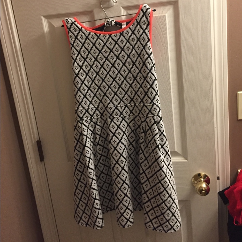 Black and White Pattern Fit and Flare Dress