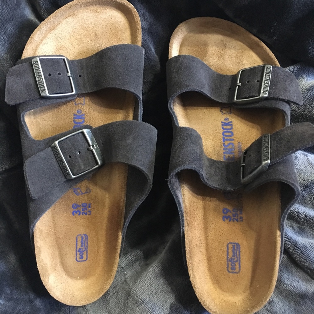 Velvet grey, Suede, soft footbed Birkenstocks