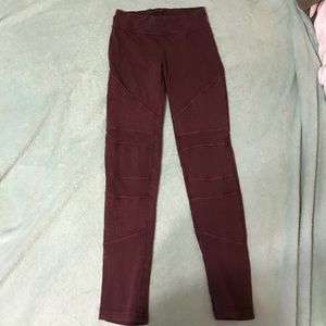Burgundy Moto Leggings