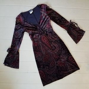 Vintage 90s Velvet Paisley Print Boho Dress Vintage 90s Velvet Paisley Print Boho Dress