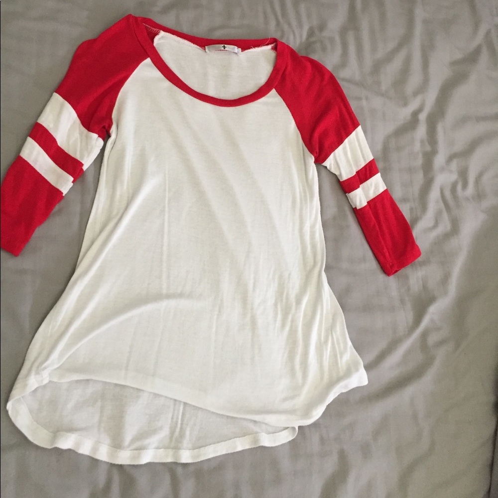 Red and white baseball shirt