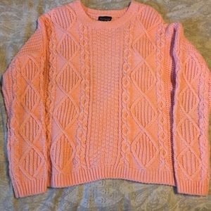 Light pink oversized topshop cable knit sweater