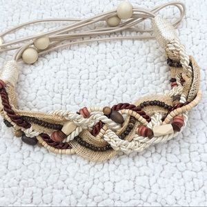 Braided wooden bead belt