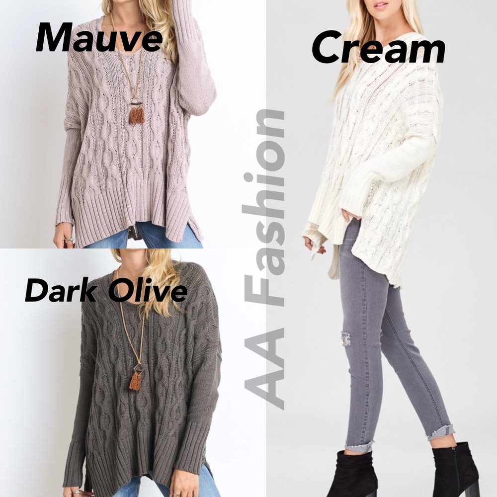 Oversized loose fit sweater DARK OLIVE,Mauve, sold - Picture 7 of 7