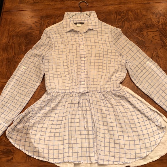 Blue Tassel  blue/white cotton windowpane - Picture 1 of 3