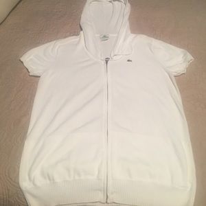 Lacoste short sleeve zipped sweater with hood