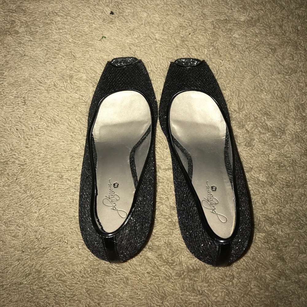 Brass Plum Platinum Black Glitter Heels
