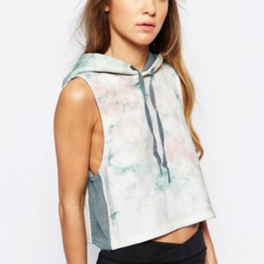 Free people sleeveless hoodie in tie-dye color