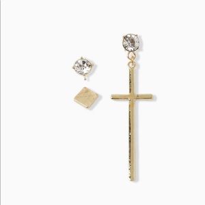 Cross and Diamond Earrings