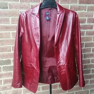 Gap red leather coat