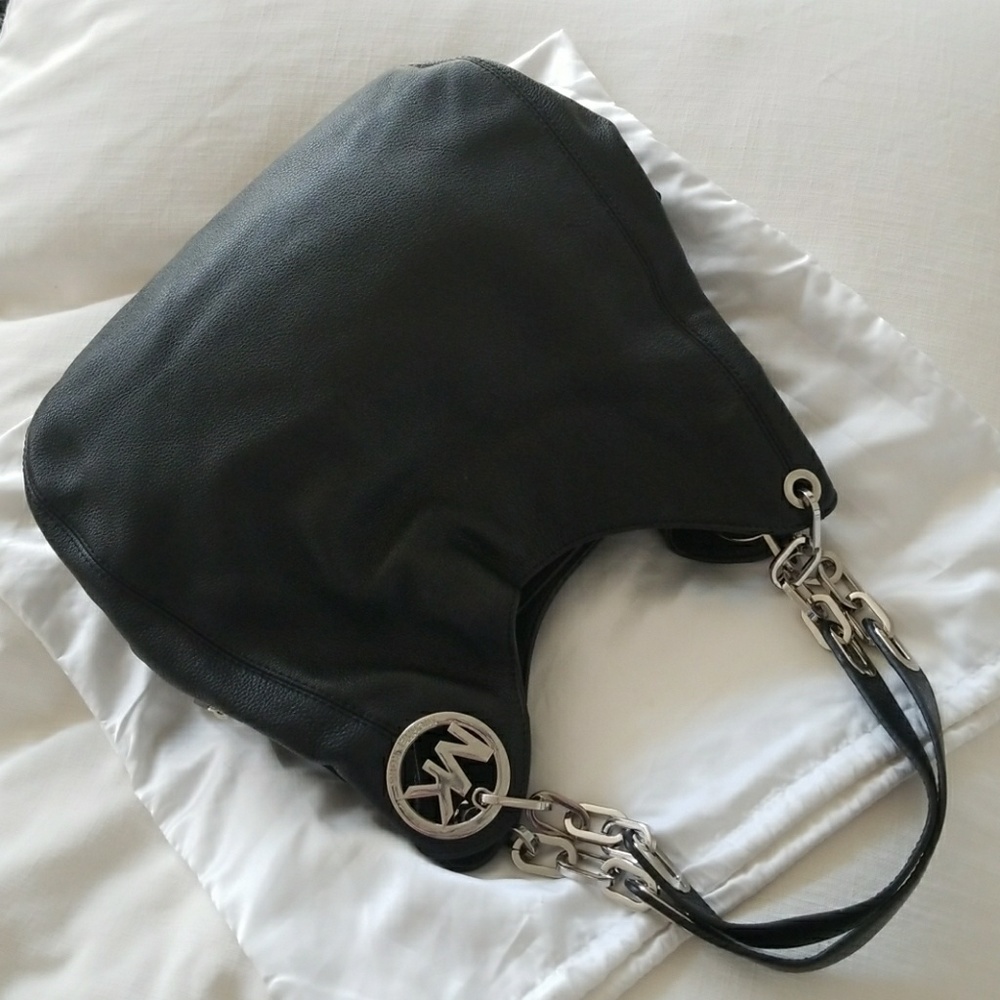 Michael Kors fulton shoulder bag black silver