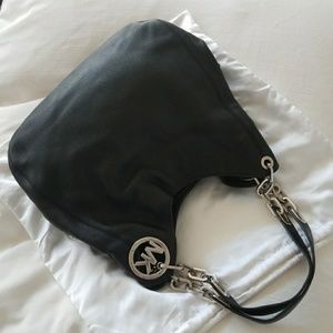 Michael Kors fulton shoulder bag black silver