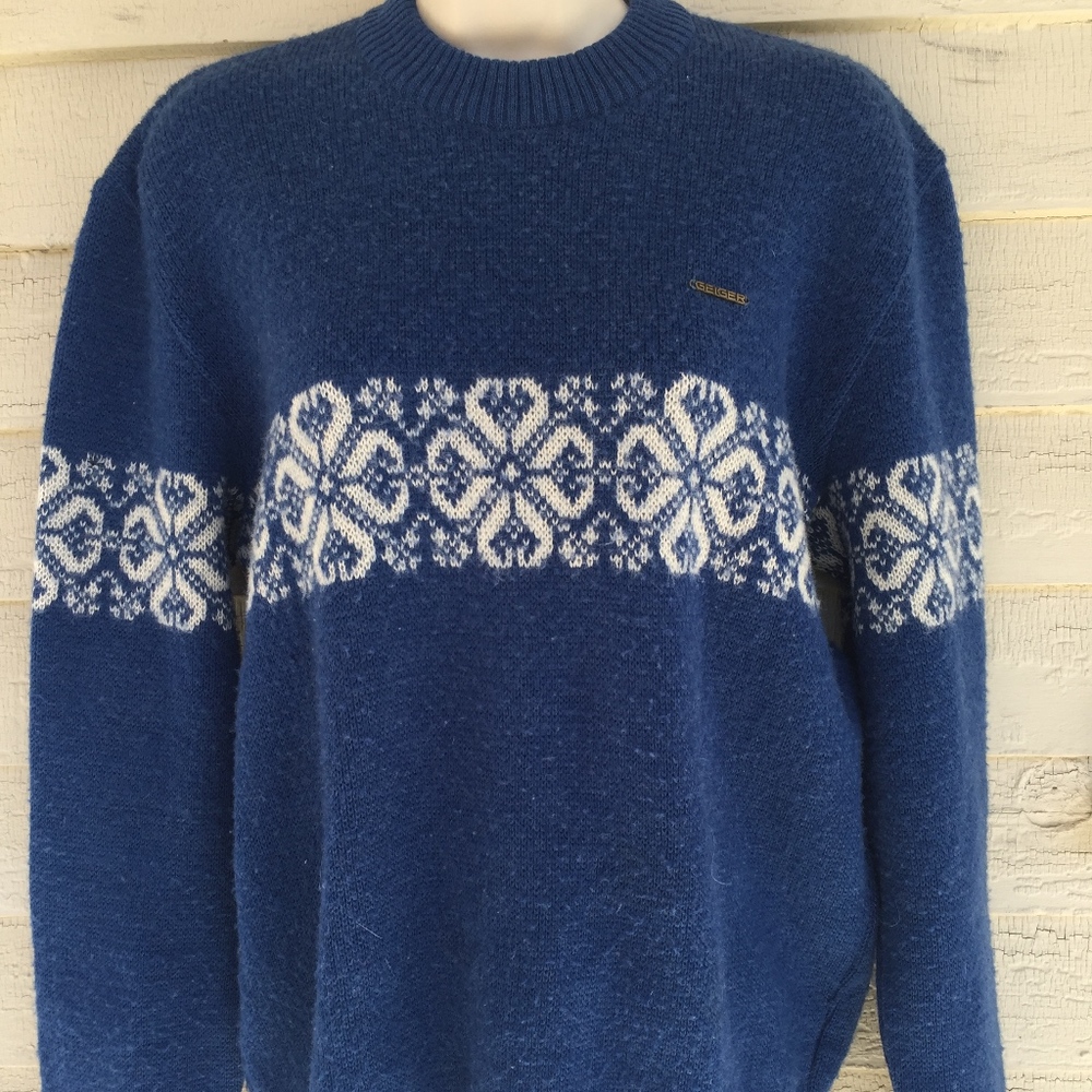GEIGER (of Austria)blue all wool sweater/Mens M