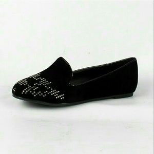 Black silver studded suede loafers!! Super cute!