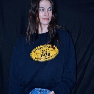 navy blue eddie bauer crewneck pullover sweatshirt