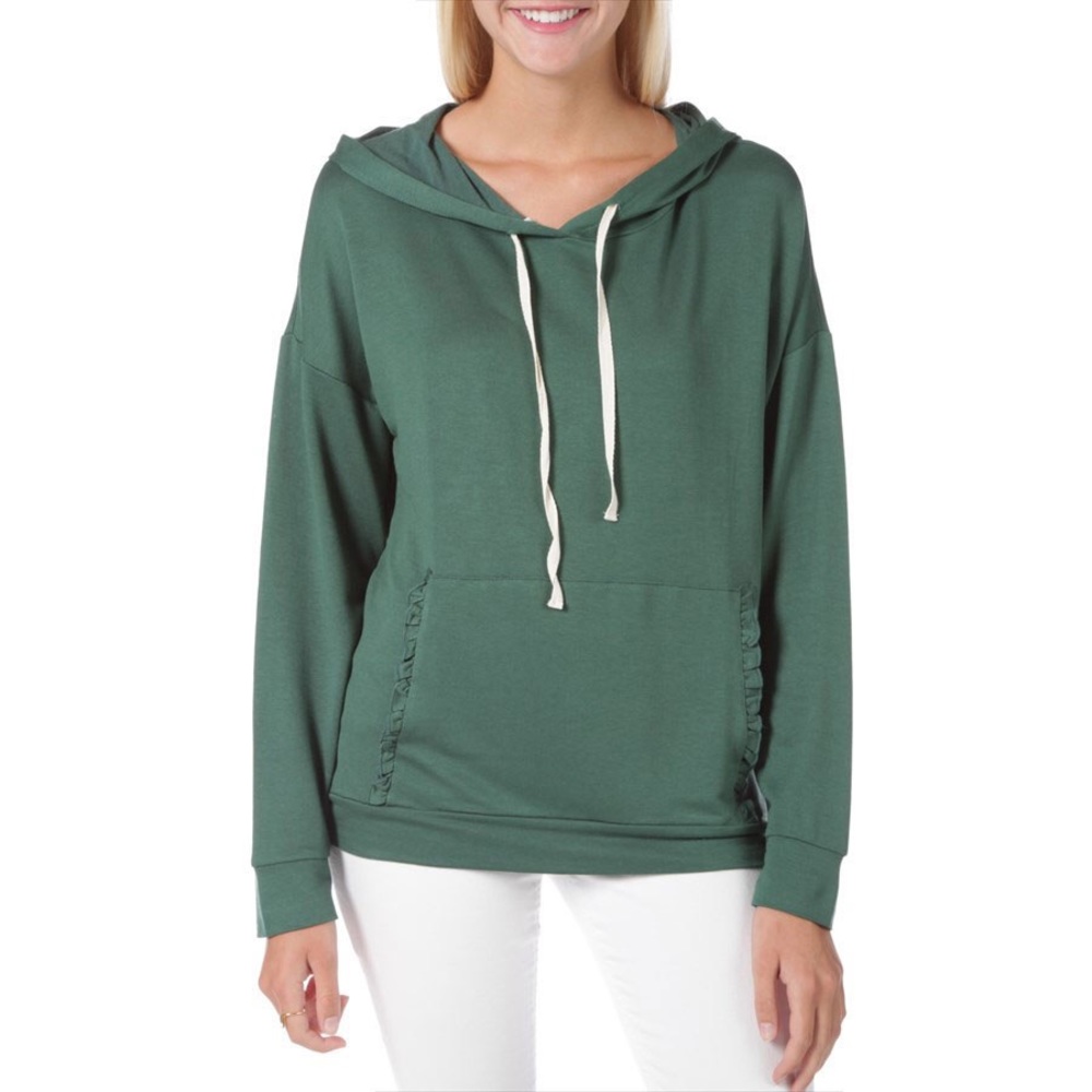 Tressics green ruffled pocket hoodie