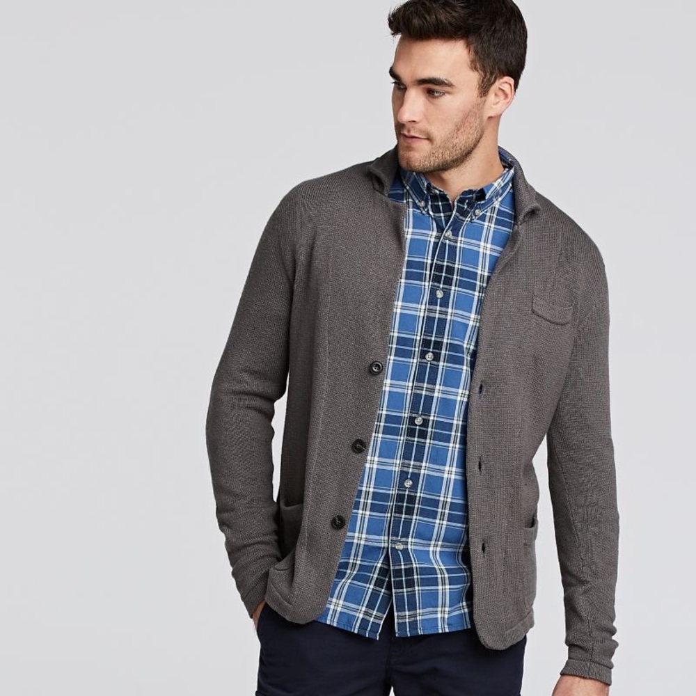MEN'S TIMBERLAND SWEATER SLIM FIT SLUB CARDIGAN - Picture 1 of 5