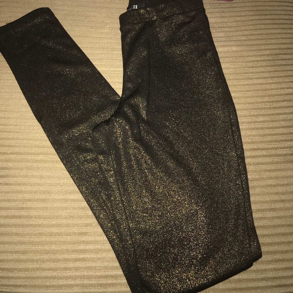 F21 Gold glitter leggings