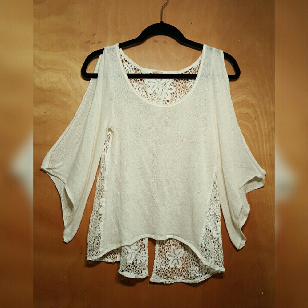 Open Back Open Bell Sleeve Lace Top