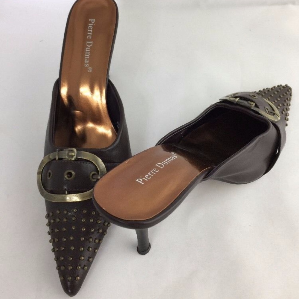 Pierre Dumas Swing Studded Brown Heels 8.5