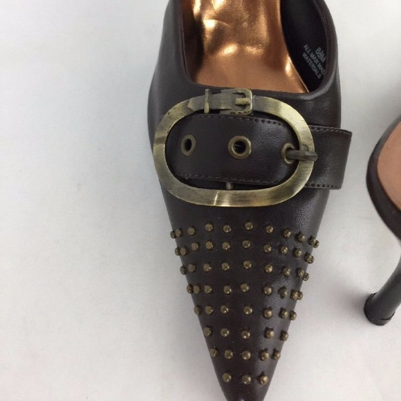 Pierre Dumas Swing Studded Brown Heels 8.5 - Picture 2 of 8