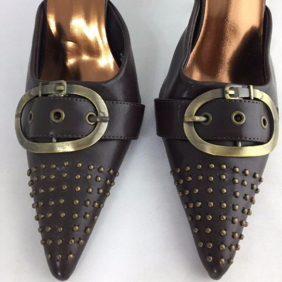 Pierre Dumas Swing Studded Brown Heels 8.5 - Picture 4 of 8